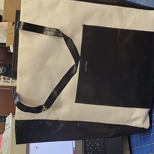 Calvin Klein Black & White Tote Bag 13" x 6" x 15" Straps are 20"